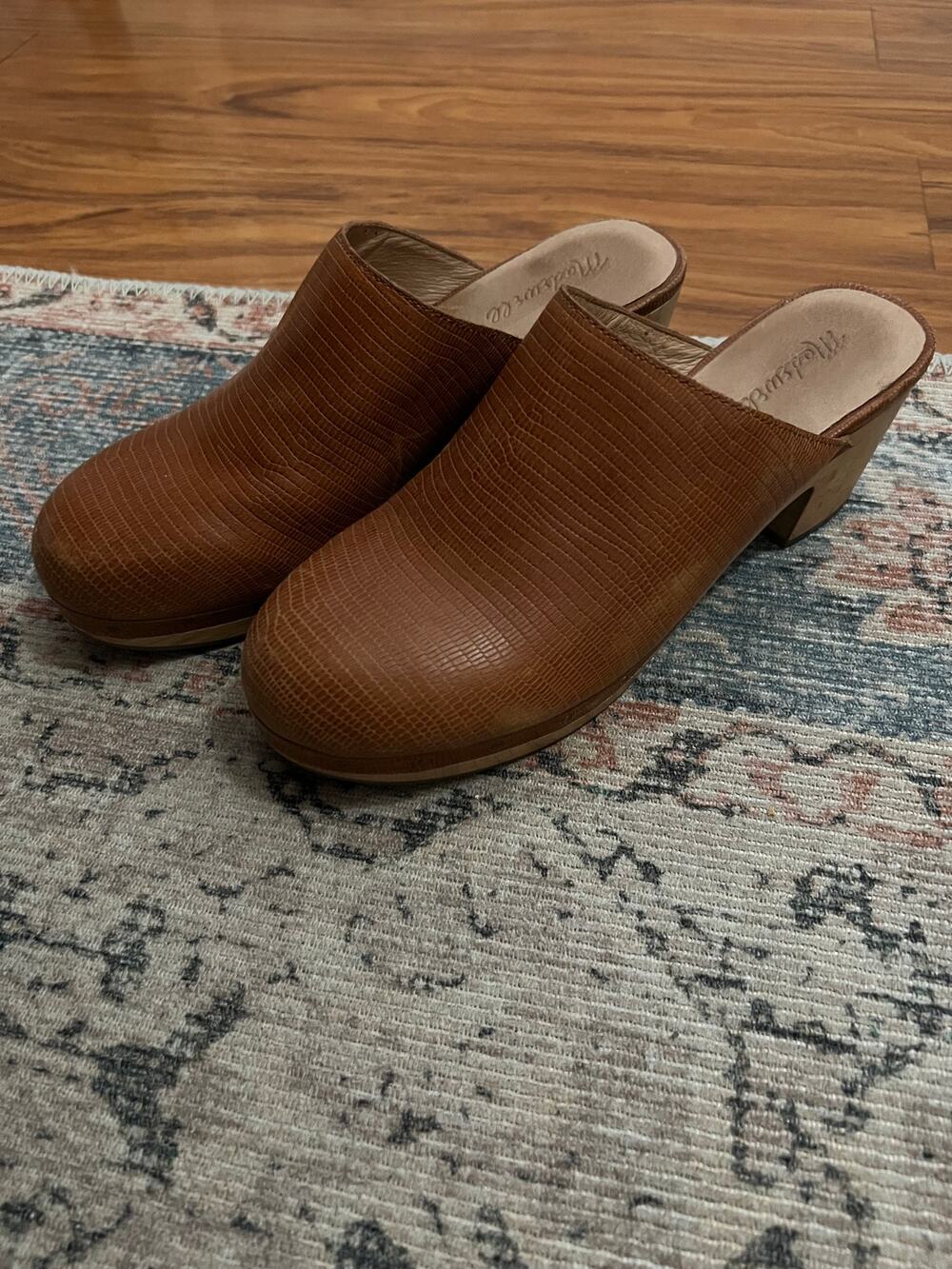 Madewell Ayanna Clogs Shoes Women's 9.5 Brown Reptile Texture Leather